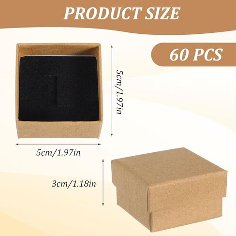 Caeuiciw 60 قطعة صندوق خاتم مجوهرات علب هدايا 2 × 2 × 1.2 بوصة صناديق صغيرة مربعة من الورق المقوى صندوق مجوهرات مع صندوق تعبئة حلق صغير من الفوم لبيع حفلات الزفاف وعيد الحب وأعياد الميلاد in Saudi Arabia