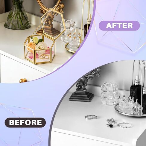 صندوق مجوهرات زجاجي ذهبي عتيق من MAOPINER، صندوق حلقي زجاجي مقاس 3.1 × 2.5 × 1.7 بوصة، صندوق مجوهرات صغير سداسي الشكل مع غطاء، صندوق تذكار شفاف للعرض والتخزين in Kuwait