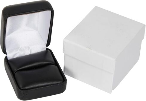SSWBasics Black Faux Leather Ring Box - 50 Pack in Saudi Arabia