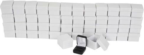 SSWBasics Black Faux Leather Ring Box - 50 Pack in Saudi Arabia