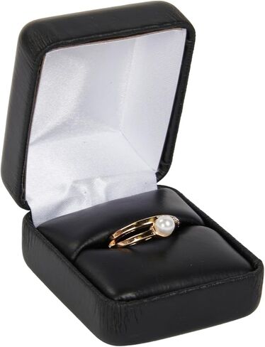 SSWBasics Black Faux Leather Ring Box - 50 Pack in Saudi Arabia