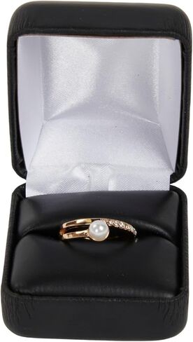 SSWBasics Black Faux Leather Ring Box - 50 Pack in Saudi Arabia
