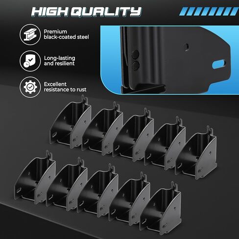 NATGAI 10 Black Pack E-Track Wood Beam Socket Fittings, Shelf Brackets for 2x4 & 2x6 Lumber, E Track Accessories for Cargo Control, Removable ETrack Load Lock Bars for Securing Loads in Saudi Arabia