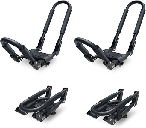 Folding Kayak Roof Rack 1 Pair 2pcs Foldable J-Bar Heavy Duty Kayak Carrier Universal Fit for Square Oval Factory Crossbars for Kayaks Canoes Surfboards Ski Boards in Kuwait