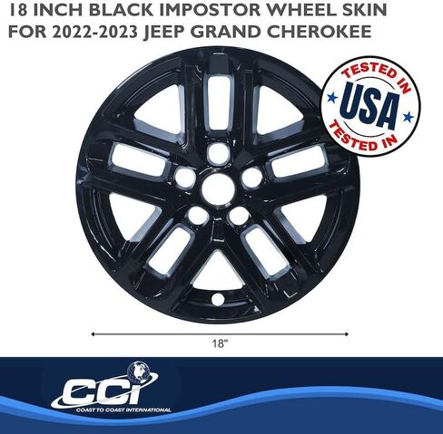 Coast to Coast Impostor Wheel Covers Fits Jeep Grand Cherokee Laredo 2022-2025 Gloss Black 18 Inch 5 Y-Spoke ABS Plastic Snap-On Retention Set of 4 Wheel Covers Coast to Coast IWCIMP482BLK in Kuwait