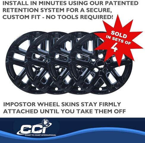 Coast to Coast Impostor Wheel Covers Fits Jeep Grand Cherokee Laredo 2022-2025 Gloss Black 18 Inch 5 Y-Spoke ABS Plastic Snap-On Retention Set of 4 Wheel Covers Coast to Coast IWCIMP482BLK in Kuwait