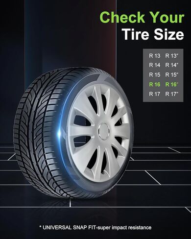 SCITOO 16 Inch Silver Wheel Covers can be Easily Installed on Car Truck SUV,Suitable for a Variety of Models,Beautiful and Rust-Proof Replacement R16 Hubcaps Set of 4 in Saudi Arabia