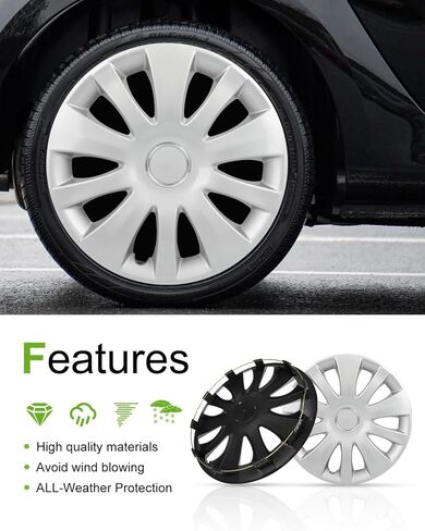 SCITOO 16 Inch Silver Wheel Covers can be Easily Installed on Car Truck SUV,Suitable for a Variety of Models,Beautiful and Rust-Proof Replacement R16 Hubcaps Set of 4 in Saudi Arabia