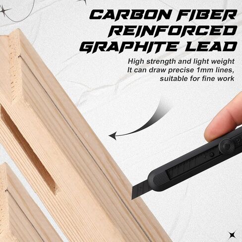 4 Pack Fine Carpenter Pencil No-sharpening Carbon Fiber Reinforced 1mm Line Push Pull Design for Carpenters Woodworkers in Kuwait