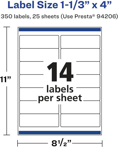 Avery Printable Durable White Rectangle Labels, Sure Feed Technology, 1-1/3" x 4", Waterproof Labels, Laser & Pigment-Based Inkjet Compatible, 350 Total in Saudi Arabia