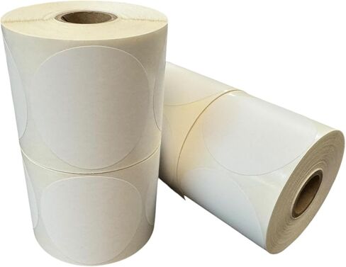 ملصقات حرارية فارغة مستديرة مقاس 2.5 بوصة - 12 لفة، إجمالي 6000 ملصق - تناسب الطابعات الحرارية Zebra وEltron والطابعات الحرارية المباشرة - لا حاجة إلى شريط - ملصقات الشحن والرمز الشريطي in Kuwait