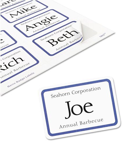 Avery Flexible Laser/Inkjet Name Badge Labels, 2 1/3" x 3 3/8", White with Blue Border, 400 Labels Per Pack (5895) in Saudi Arabia