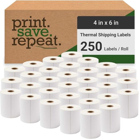 4x6 Direct Thermal Shipping Labels | 1,000 Labels | 4 Rolls of 250 | 1 inch Core | Compatible with Zebra Printers | Perforated Between Each Label in Saudi Arabia