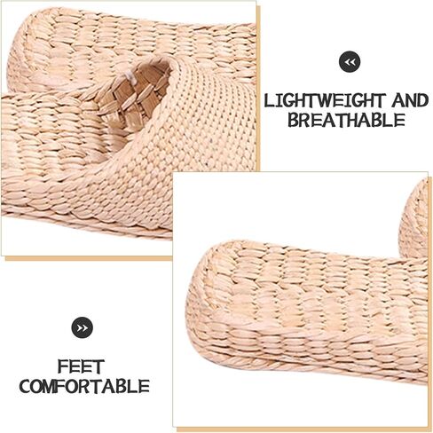 Lightweight Breathable Summer Slippers for Women Straw Knitted Sandals Indoor Outdoor Casual Household Footwear 11.02X3.38X0.78In in Saudi Arabia