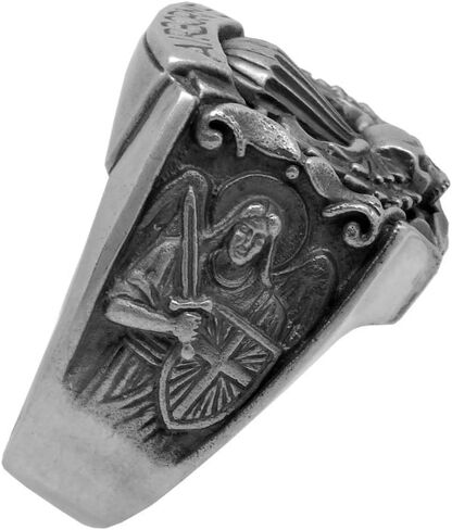 Airborne St Michael US Army Parachutist Jump Wing Skull Biker Sterling Silver 925 Mens Ring in Kuwait