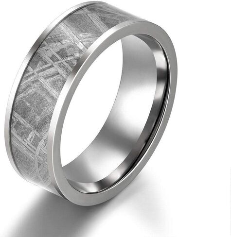 Men's Wedding Ring, Titanium Genuine Meteorite, Gray, 8MM in Saudi Arabia