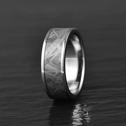 Men's Wedding Ring, Titanium Genuine Meteorite, Gray, 8MM in Saudi Arabia