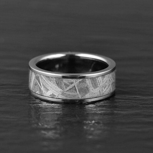 Men's Wedding Ring, Titanium Genuine Meteorite, Gray, 8MM in Saudi Arabia