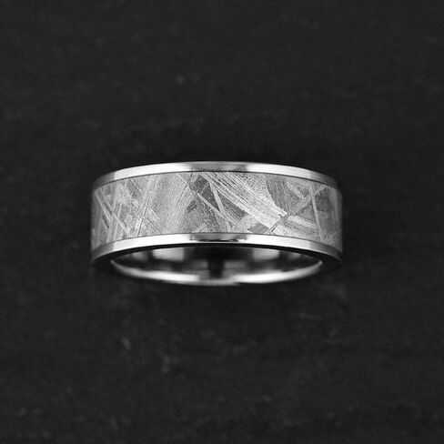Men's Wedding Ring, Titanium Genuine Meteorite, Gray, 8MM in Saudi Arabia