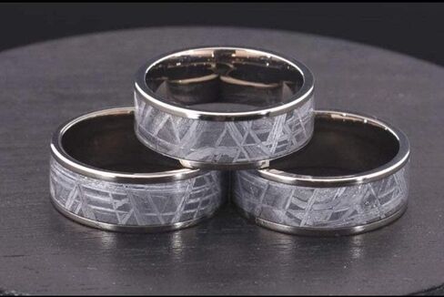 Men's Wedding Ring, Titanium Genuine Meteorite, Gray, 8MM in Saudi Arabia