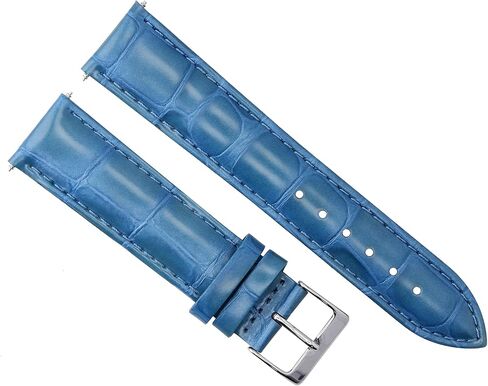 Ewatchparts 20mm Leather Watch Band Strap Compatible With Omega Seamaster Planet Aqua Terra Watch Light Blue in Saudi Arabia
