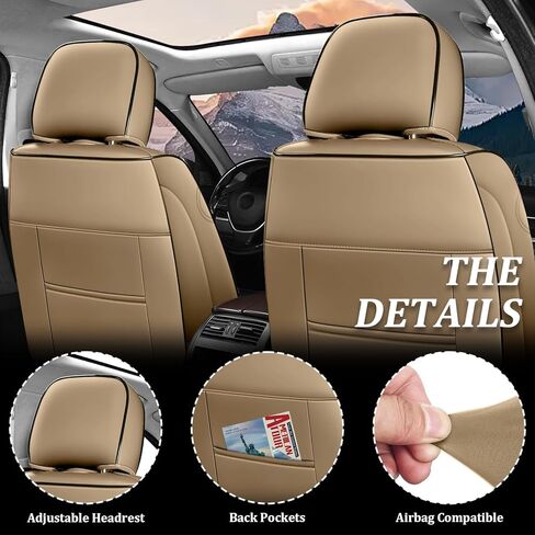 أغطية مقاعد السيارة الأمامية لسيارة Ford F150 2000-2026، غطاء مقعد السيارة من جلد نابا المقاوم للماء، مجموعة أغطية مقاعد السيارة ذات التغطية الكاملة (مقعدين/قهوة بنية) in Kuwait