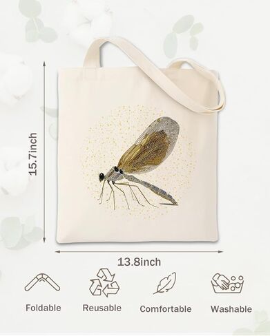 Cute Cartoon Animal Canvas Bag for Women, Aesthetic Reusable Shopping Shoulder Bags Gift for Girls and Animal Lovers in Kuwait
