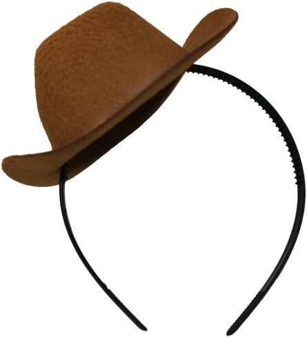 VIGUEUR Mini Cowboy Hat Headband, Western Cowgirl Costume Headwear, Party Accessory, Coffee in Kuwait