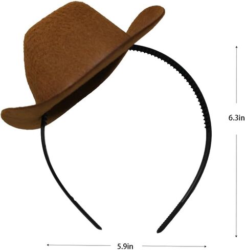 VIGUEUR Mini Cowboy Hat Headband, Western Cowgirl Costume Headwear, Party Accessory, Coffee in Kuwait