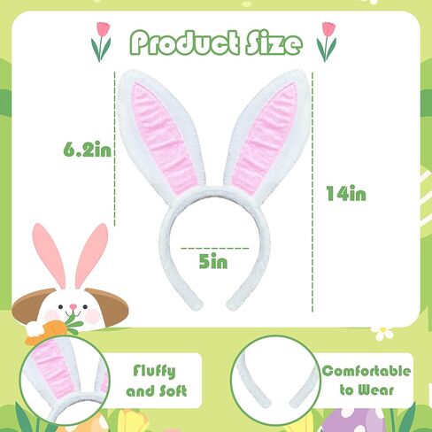 KHC-KHF Easter-Headband Bunny-Headbands Halloween Plush Rabbit Ear Costume Bunny Headband Tail Accessories Party Makeup Birthday Favors s Adult Headwear in Kuwait
