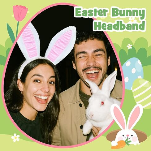 KHC-KHF Easter-Headband Bunny-Headbands Halloween Plush Rabbit Ear Costume Bunny Headband Tail Accessories Party Makeup Birthday Favors s Adult Headwear in Kuwait