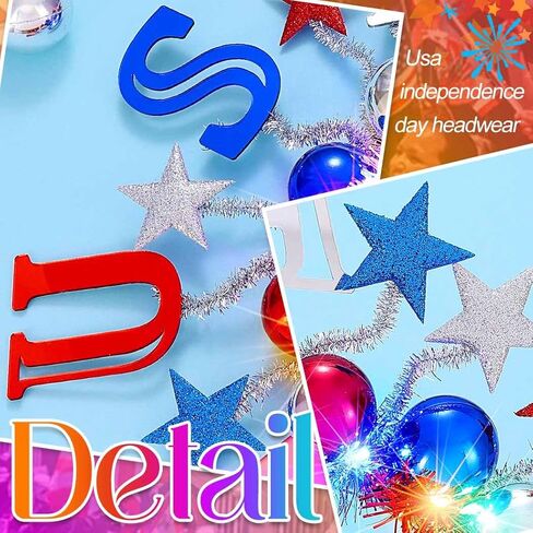 BARTOSI 4th of July Light Up Headband Patriotic Headbands Independence Day Hair Accessories for Women in Kuwait