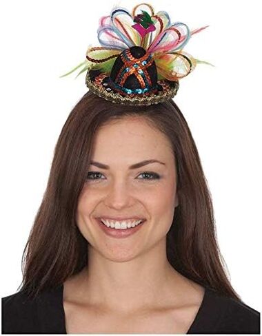 Fiesta Deluxe Tiara - 4.5 بوصة × 6 بوصة × 9 بوصة - نسيج مذهل متعدد الألوان مع ريش in Saudi Arabia