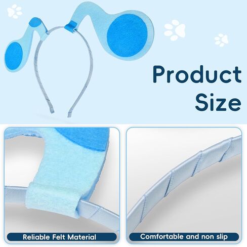 Blue Dog Ears Headband Costume Animal Cosplay for Halloween Dress Up in Saudi Arabia