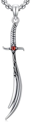 Zulfiqar Sword Necklace 925 Sterling Silver Islamic Ali Zulfiqar Pendant Muslim Jewelry for Men in Saudi Arabia