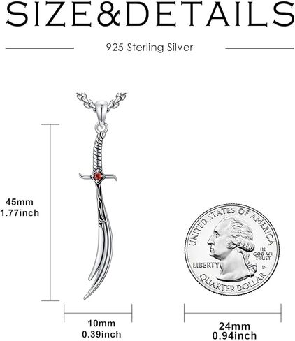 Zulfiqar Sword Necklace 925 Sterling Silver Islamic Ali Zulfiqar Pendant Muslim Jewelry for Men in Saudi Arabia