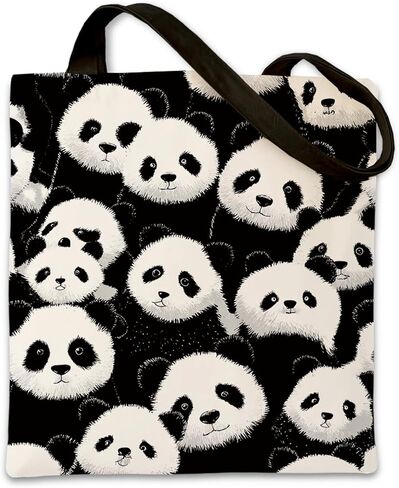 Cute Cartoon Animal Canvas Bag for Women, Aesthetic Reusable Shopping Shoulder Bags Gift for Girls and Animal Lovers in Kuwait
