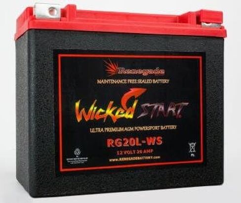RG20L-WS Wicked Start 500+ CCA Battery; Harley 2016 Softail Slim; Part# 16L-BS, BTX20L-BS, ES20LBS, YTX20L-BS, 65989-97A/B/C in Saudi Arabia