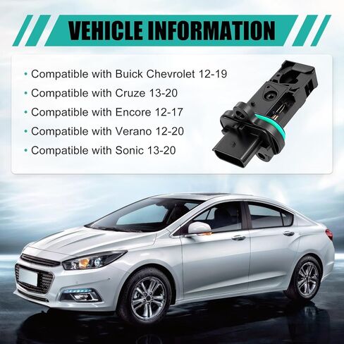 Mass Air Flow Sensor Meter MAF Compatible with Buick Chevrolet 12-19 Cruze 13-20 Encore 12-17 Verano 12-20 Sonic 13-20 Trax Replace 0280218419 in Kuwait