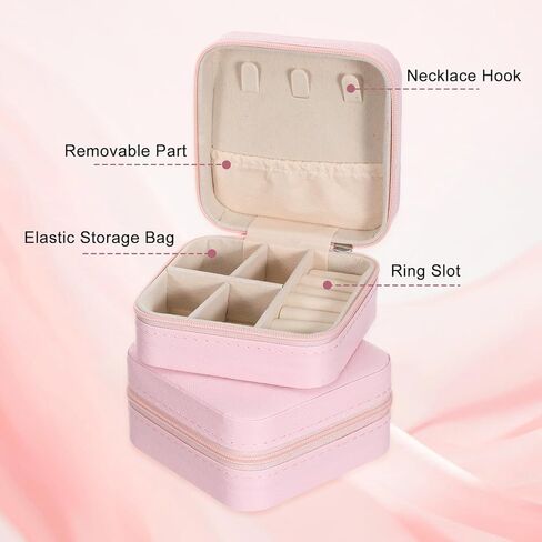 10 Pack Travel Jewelry Box Mini Jewelry Case Bridesmaid Gifts Jewelrys Box, PU Leather Small Jewelrys Case Organizer Storage for Rings Earrings Necklaces, Beauty Gifts for Women Girls (Pink) in Saudi Arabia