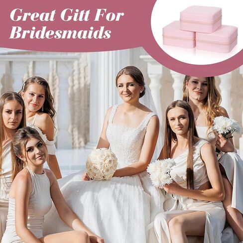 10 Pack Travel Jewelry Box Mini Jewelry Case Bridesmaid Gifts Jewelrys Box, PU Leather Small Jewelrys Case Organizer Storage for Rings Earrings Necklaces, Beauty Gifts for Women Girls (Pink) in Saudi Arabia