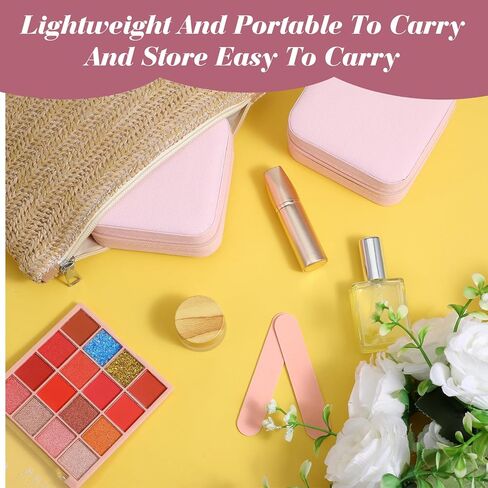 10 Pack Travel Jewelry Box Mini Jewelry Case Bridesmaid Gifts Jewelrys Box, PU Leather Small Jewelrys Case Organizer Storage for Rings Earrings Necklaces, Beauty Gifts for Women Girls (Pink) in Saudi Arabia