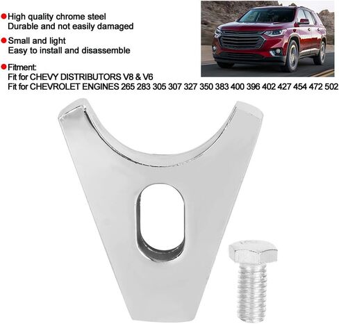 Distributor Clamp Chrome Steel Hold Down SBC Fit for Chevy V8 V6 Engines 265 283 305 307 327 350 383 400 396 402 427 454 472 502 with Screws Included for Easy Installation in Saudi Arabia