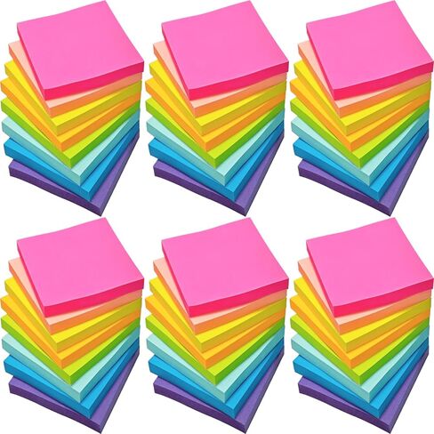 48 Pack 2400 Sheets Sticky Notes 3x3, 8 Colors Sticky Note Pads, Colored Sticky Notes Bulk Postits Notes for Office, School, and Home Supplies, 50 Sheets/pad in Saudi Arabia