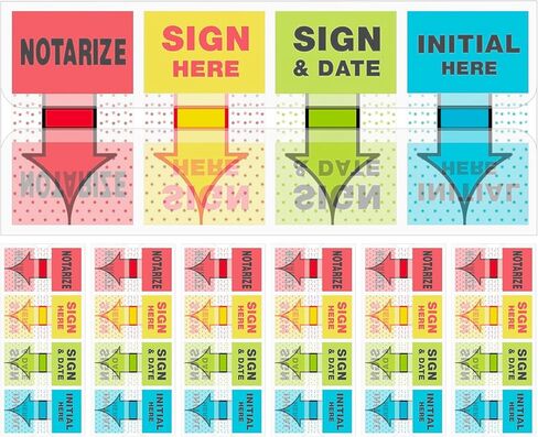 علامات التبويب Sign Here 560 قطعة ملصقات Sign Here للمستندات والدفاتر واللوازم المدرسية والمكتب المنزلي (4 ألوان) in Kuwait