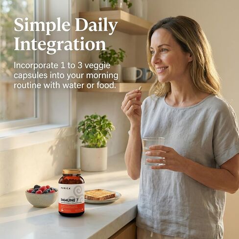 PURICA Mushroom Supplement Complex - Daily Immune Support 7, Turkey Tail, Cordyceps, Reishi, Maitake, Shiitake, Sun Mushroom - Functional Mushroom Vitamins in Capsules, Mushroom Supplements for Health in Saudi Arabia