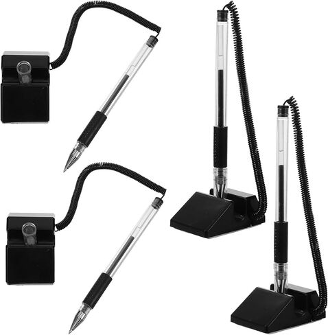 Hemoton 4pcs Black 0.5mm Ballpoint Desk Stand Pens Sturdy Signing Pens for Office Hotel Counter Use Business Plastic Signature Set in Saudi Arabia
