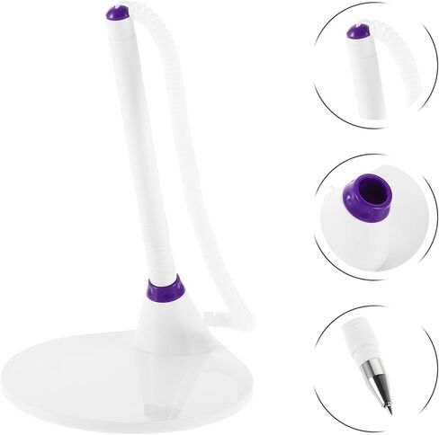 PartyKindom 4pcs Purple Smooth Writing Desk Pens with 0.5mm Black Refill Fixed Table Counter Pens for Office Bank Reception Professional Signature for Business Use in Saudi Arabia