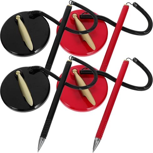 HANABASS 4pcs Signing Desk Ballpoint Pen Set round Pen Stand Base Black and Red Ink for Office Wedding and Business Use in Saudi Arabia