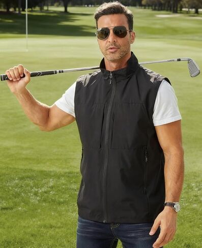 Men's Lightweight Vest Outerwear with Multi Pockets Windproof Sleeveless Jacket for Travel Outdoor Golf in Saudi Arabia
